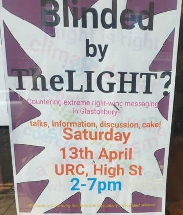 Photo of a poster for "Blinded by The Light?" event. Taken by the author. 