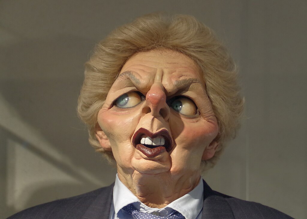 Margaret Thatcher's caricature puppet from the British satirical TV show, Spitting Image